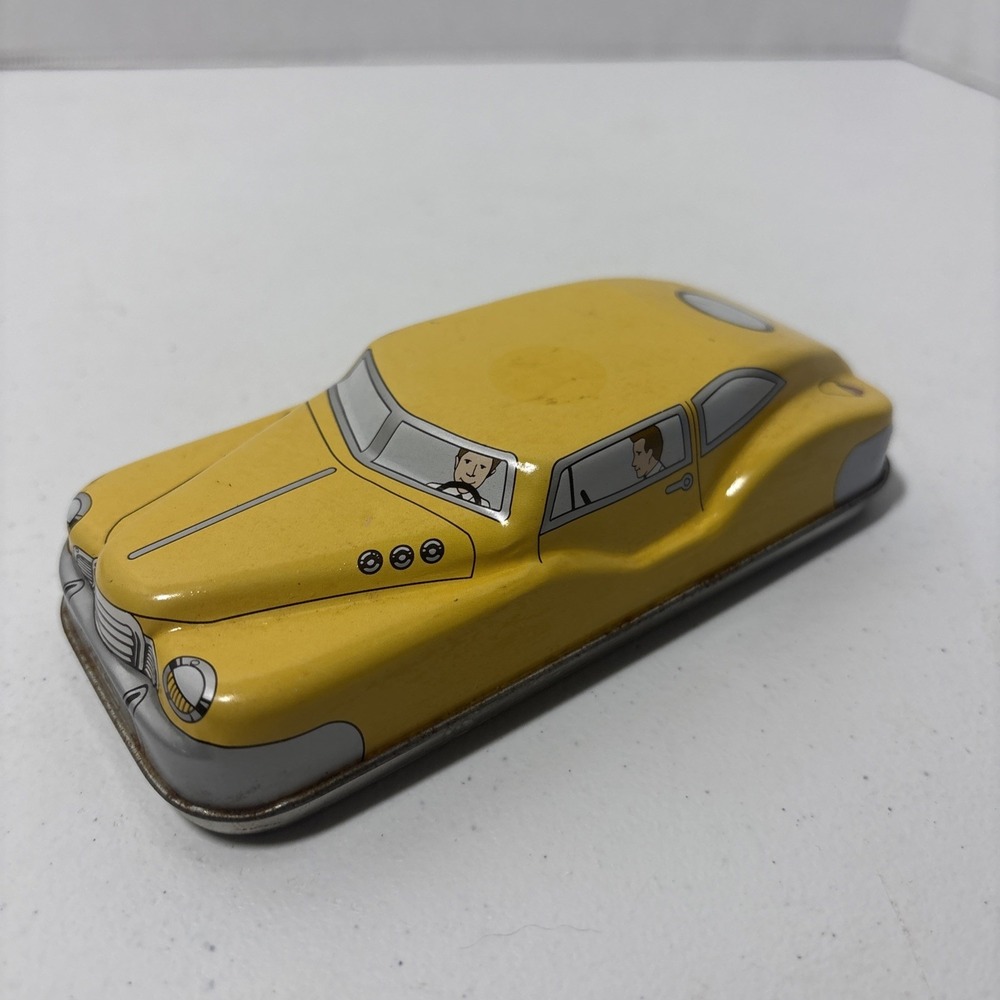 1991 Yellow Classic Car by Fossil Tin Watch Gift Storage Container Box 5.5"